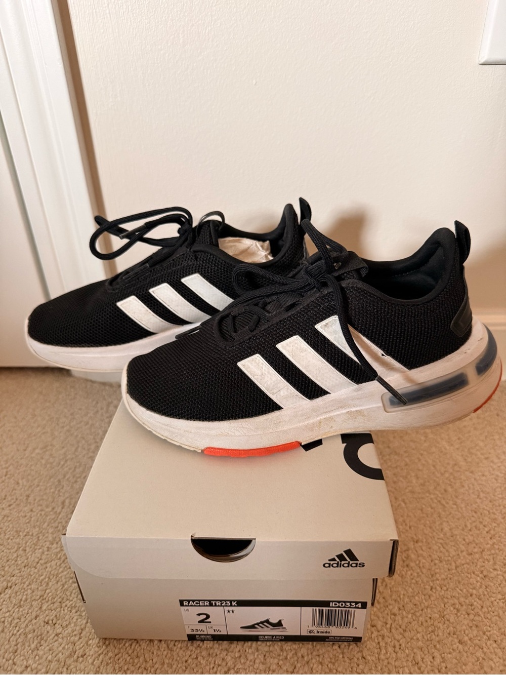 Adidas Kids Black & White Athletic Sneakers